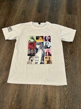 White Graphic Eras tour Photo Collage T-Shirt